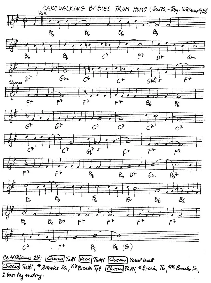cakewalking babies free jazz leadsheet - Courtesy of the Jungle Jazz Band